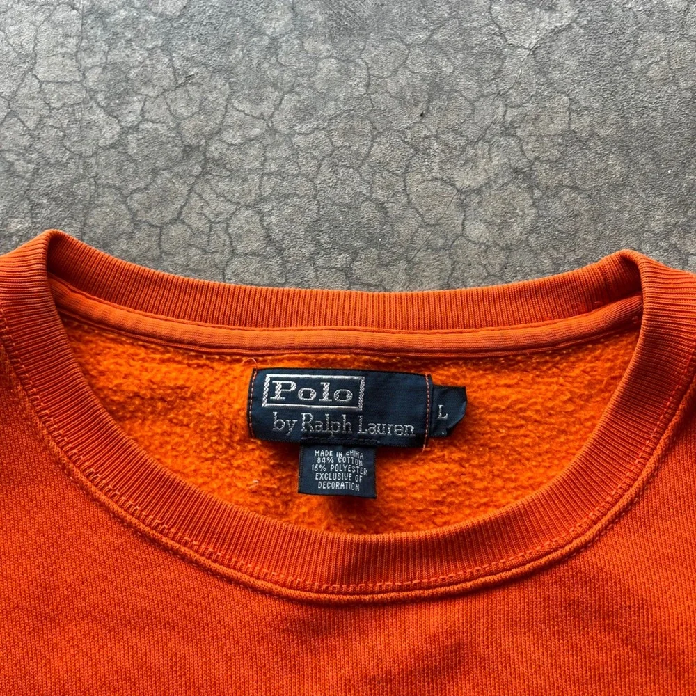 Polo Ralph Lauren Mens Orange Crewneck Sweatshirt Pony Logo Size L